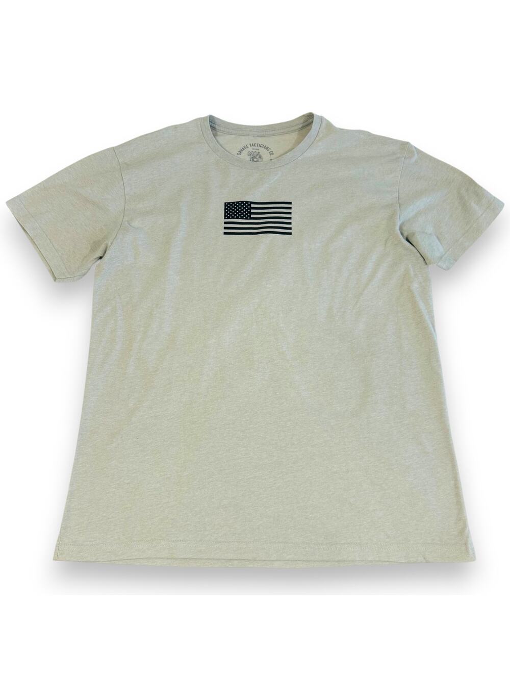 Savage Tacticians Mens L T Shirt Flag Patriot Gray Cotton Poly Blend
